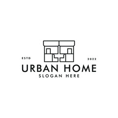 Minimalistic urban house icon logo design vector ideas. modern urban house logo business vector design concept with outline, elegant and vintage styles isolated on white background.