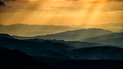 Sunset from the Prislop Pass, Rodna (Rodnei) Mountains, Carpathians, Romania.