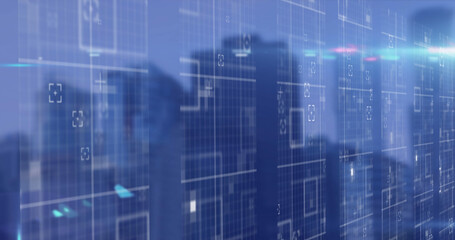 Scope scanning against blue background