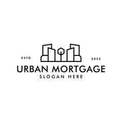 Eco urban estate logo business vector design template. Eco urban mortgage logo business design concept with outline, modern and minimalist styles isolated on white background.