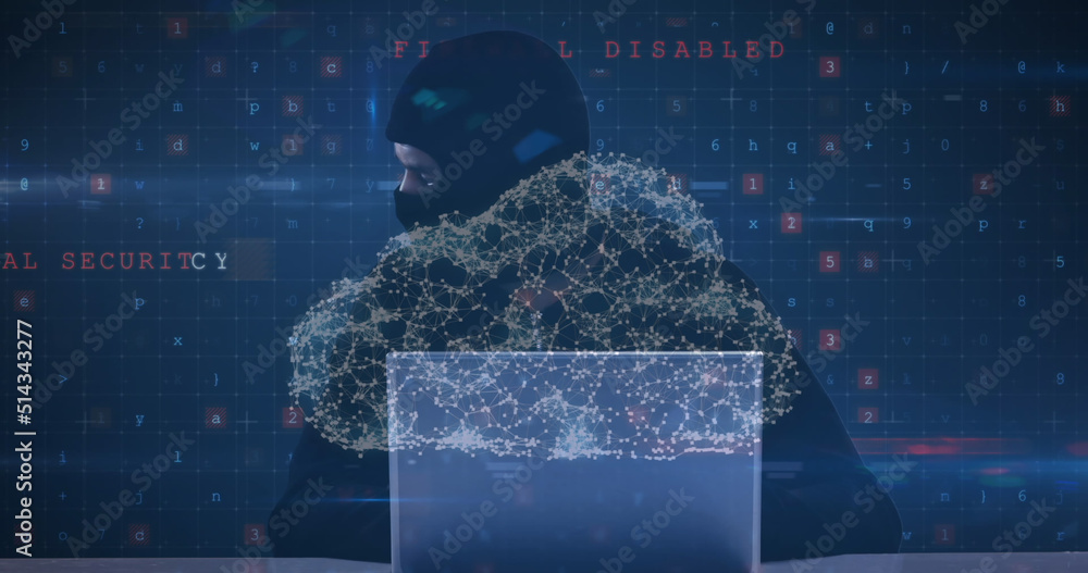 Poster image of cyber attack warning over online security padlock and hacker