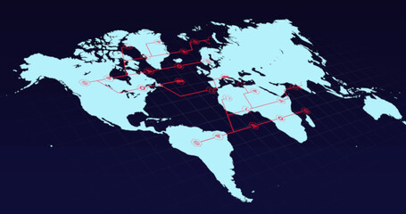 Obraz premium Image of network of connections over world map