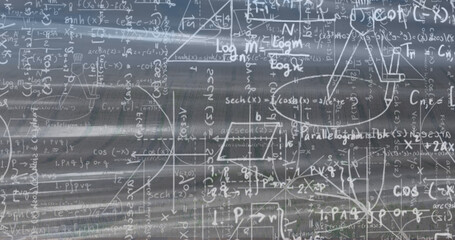 Image of mathematics formulas on grey background