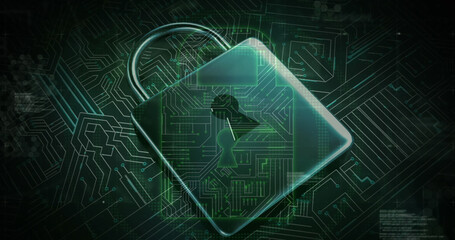 Image of processor and online security padlock