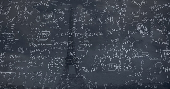 Image of chemical formulas on black background