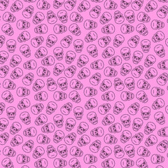 Fototapeta na wymiar Pink background with skulls
