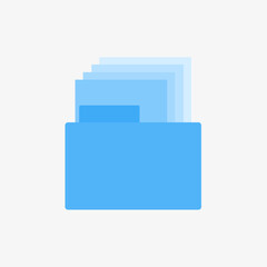 flat vector illustration of blue folder and sheet of paper