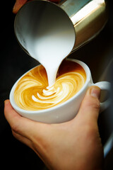 Close-up of barista hands in cafe