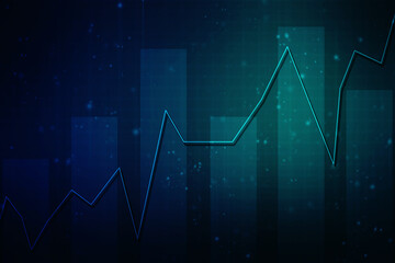 Business Growth graph on technology background, Futuristic raise arrow chart digital transformation abstract technology background. Big data and business growth currency stock and investment economy