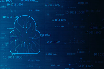 Digital Padlock on abstract technology background, Technology security concept. Modern safety digital background. Protection system, Cyber Security and safety information, personal data concept