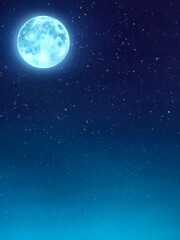 月夜と星空　背景素材