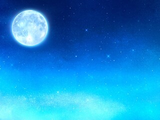 幻想的な月夜と星空　背景素材