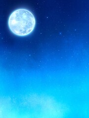 幻想的な月夜と星空　背景素材