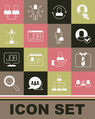 Set Exchange work, Tie, Worker, Search job, Productive human, and Businessman icon. Vector