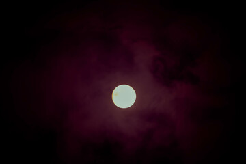 Beautiful Full moon shining and cloudy and dark night sky