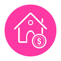 Obraz premium Black single house price icon, simple real estate value flat design concept vector for app ads web banner button ui ux interface elements isolated on white background 