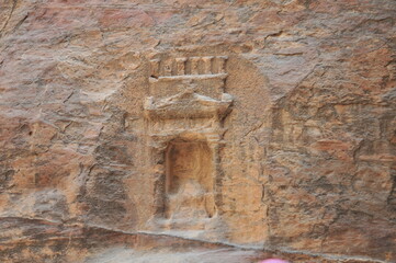 Ancient carvings on  rocks in Jordan,Petra