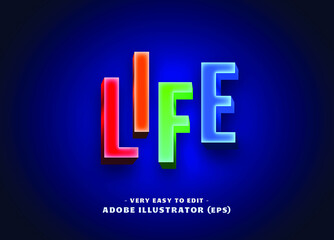 Colorful 3d text style effect, kids bold alphabet font effect