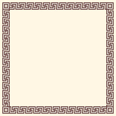 Greek key border, square frame. Decorative ancient meander, greece ornament with repeated geometric motif. Easy to make rectangle frame.