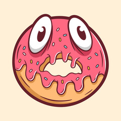 Obraz premium Funny monster doughnut cartoon illustration