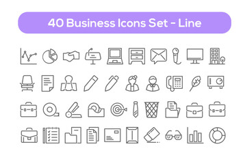 Business Icon Set - Editable Stroke - Pixel Perfect