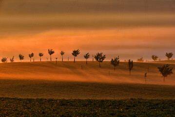 Beautiful rolling landscape in South Moravia called Moravian Tuscany. Czech republic.