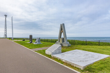 View of the Cape Nosappu in Nemuro, Hokkaido, Japan, the easternmost point in Japan which is open...