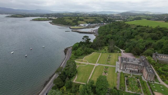 Bantry House and gardens south west County Cork, Ireland high aerial drone view