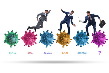 Concept of new covid 19 variants with businessman