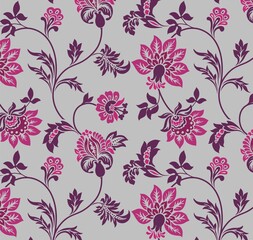 Colorful wedding card design, paisley floral pattern , India	