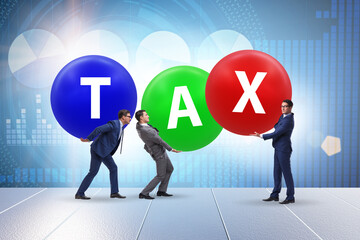 Tax burden concept with businessmen