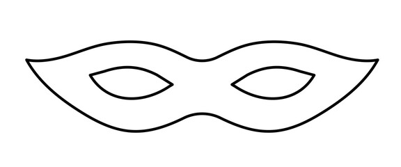 Mask superhero carnival or zorro halloween outline vector icon. Black masquerade zorro costume eye mask silhouette hidden burgar face. Line art design incognito theatre party masque shape illustration