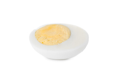 Half of fresh hard boiled egg isolated on white