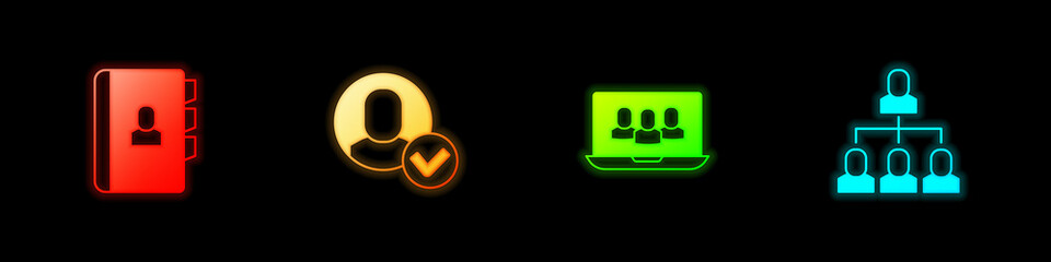 Set Resume, Worker, Project team base and Employee hierarchy icon. Vector