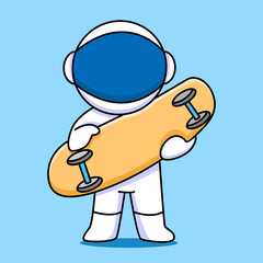 cute astronaut with skateboard cartoon design