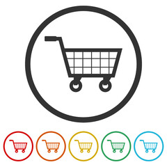 Shopping Cart icons in color circle buttons