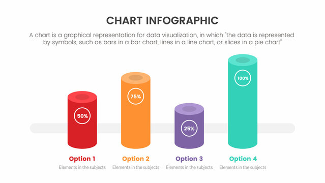 Infographic Chart Concept For Slide Presentation With 4 Point List And Vertical Bar Tube For Percent Or Percentage Data