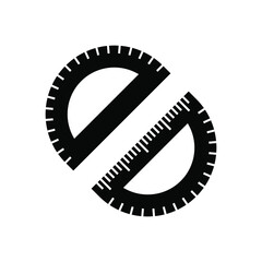 Protractor ruler black color illustration vector isolated. Half circle ruler.Ruler vector