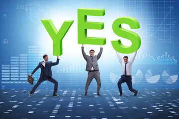 Businessmen in the yes positive answer