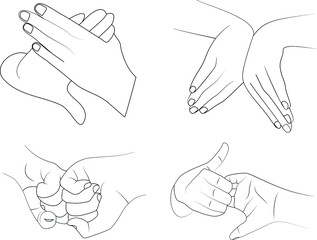 Hand gestures, symbols and expressoins eps file , a set of hands with special formatins to be used directly as a designing asset, pngfile hands logos and signs