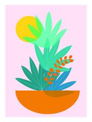 Beautiful floral,leaves,flower, shapes and doodles vector illustration background.