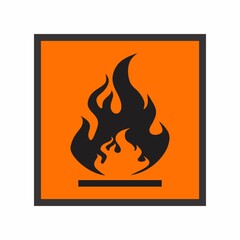 Danger Flammable Symbol Sign on white background