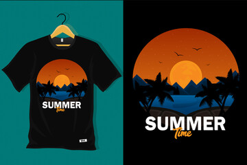 Summer Time Retro Vintage T Shirt Design