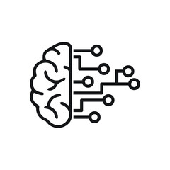 Simple brain line icon. Stroke pictogram. Illustration isolated on a white background