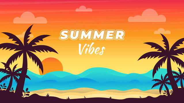 Gradient Summer Vibes Holiday Traveling Background Design