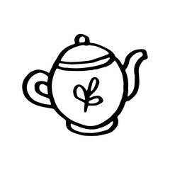 Hand-drawn cute doodle teapot. Vector illustration
