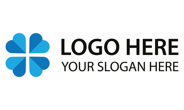 Blue Color Love Clover Cross Health Logo Design