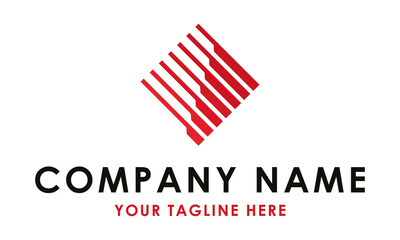 Red Color Slice Diamond Shape Logo Design