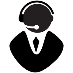 call center icon on white background. call center worker with headset sign. customer support symbol. flat style.