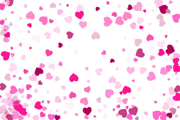 Crimson heart elements. Romantic beautiful hearts scatter vector. Valentine's Day card background.